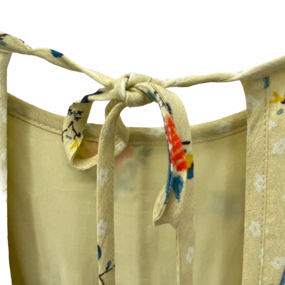 U.O. PALE YELLOW FLORAL/BIRDS HALTER DRESS.MINI 10 - Picture 7 of 10